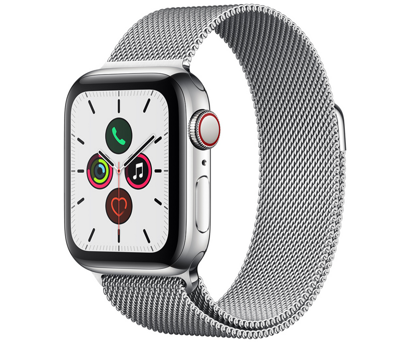 Apple Watch Series 5 44mm (GPS + Cellular) Stainless Steel Case, Milanese Loop